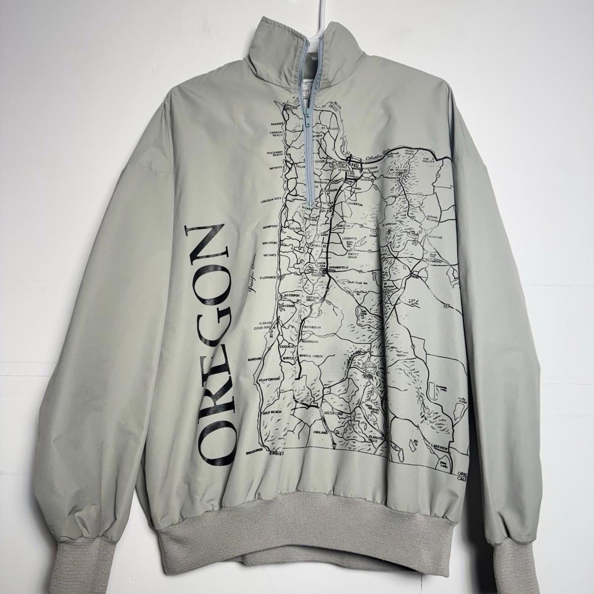 Rare Vtg Where Wear Oregon Map Souvenir Pullover Jacket Wearin World Usa Made M